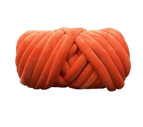 VONCYKI 1 kg dickes Samt-Garn, sperriges Riesengarn, handgestrickt, gewebtes Garn, Korb, Decke, Teppiche, DIY, Arme, weiche Decke, Teppich (orange) von VONCYKI