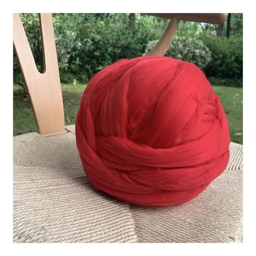 VONCYKI 1000 g DIY grobe Wolle, Handstrickdecke, Armstrickdecke, Kunstwolle, super grobe Wolldecke, Linie, grob (rot) von VONCYKI