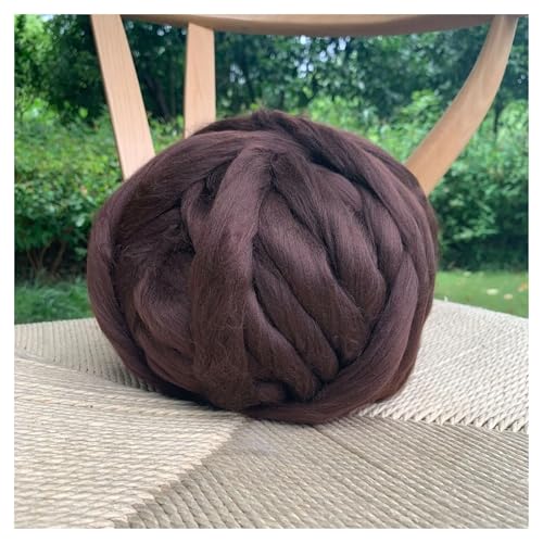 VONCYKI 1000 g grobe Wolle, Handstrickdecke, Armstrickdecke, Kunstwolle, super grobe Wolldecke, grob (braun) von VONCYKI