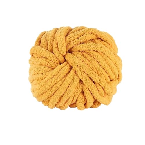 VONCYKI 2 cm grobes Strickgarn, 7, Plüsch-Jumbo-Garn, Acryl, dickes Garn, sperriges Garn für Mützen, Häkeln, Bett, Armstricken, Überwurf, Decke (11 Tumeric) von VONCYKI