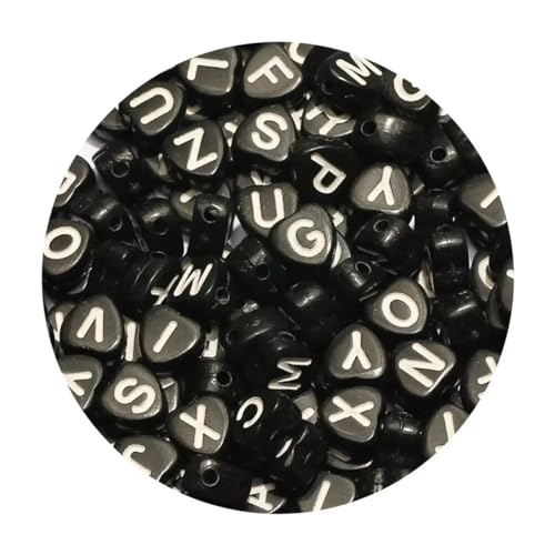 VONCYKI Acrylperlen mit gemischten Buchstaben, rund, flach, Abstandshalter für Schmuckherstellung, handgefertigt, Armband, Halskette, 4 x 7 mm, zufällige Mischung, 100/200 Stück von VONCYKI