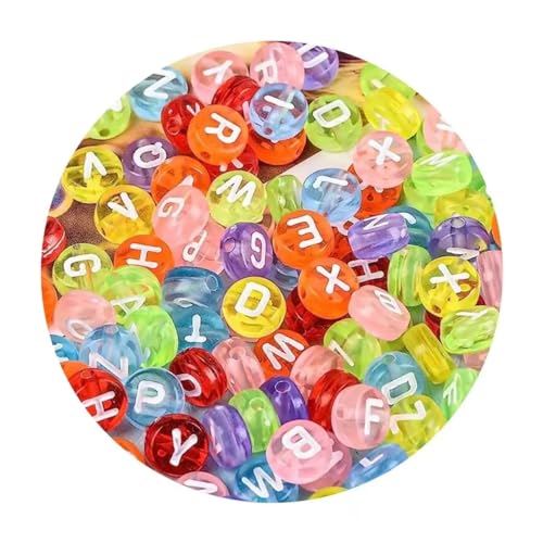 VONCYKI Acrylperlen mit gemischten Buchstaben, rund, flach, Abstandshalter für Schmuckherstellung, handgefertigt, Armband, Halskette (4 x 7 mm, zufällige Mischung, 17,100 Stück) von VONCYKI