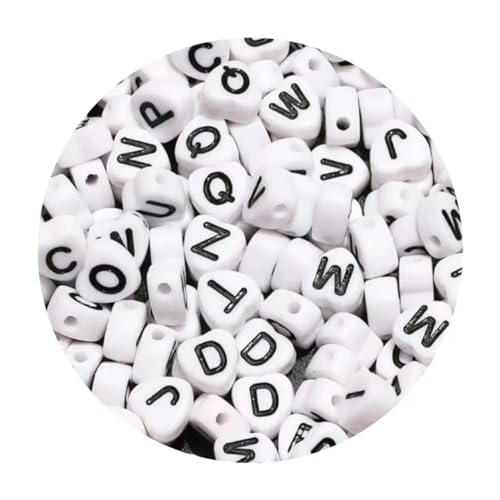 VONCYKI Acrylperlen mit gemischten Buchstaben, rund, flach, Abstandshalter für Schmuckherstellung, handgefertigt, Armband, Halskette (4 x 7 mm, zufällige Mischung, 18, 100 Stück) von VONCYKI