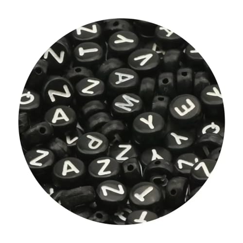 VONCYKI Acrylperlen mit gemischten Buchstaben, rund, flach, Abstandshalter für Schmuckherstellung, handgefertigt, Armband, Halskette (4 x 7 mm, zufällige Mischung, 23.200 Stück) von VONCYKI