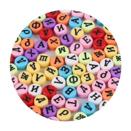 VONCYKI Acrylperlen mit gemischten Buchstaben, rund, flach, Abstandshalter für Schmuckherstellung, handgefertigt, Armband, Halskette (4 x 7 mm, zufällige Mischung, 29,100 Stück) von VONCYKI