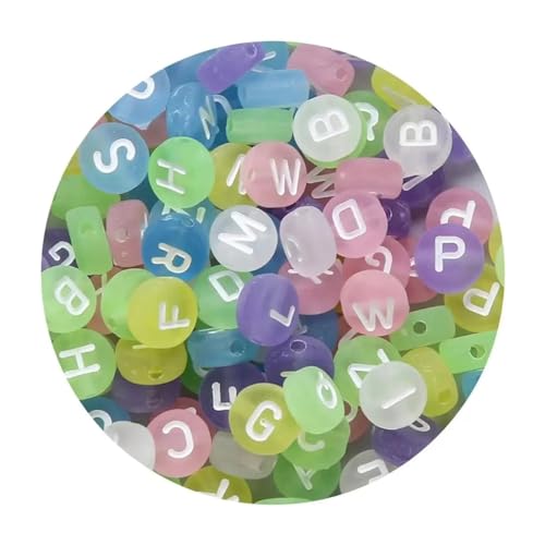 VONCYKI Acrylperlen mit gemischten Buchstaben, rund, flach, Abstandshalter für Schmuckherstellung, handgefertigt, Armband, Halskette (4 x 7 mm, zufällige Mischung, 39,100 Stück) von VONCYKI