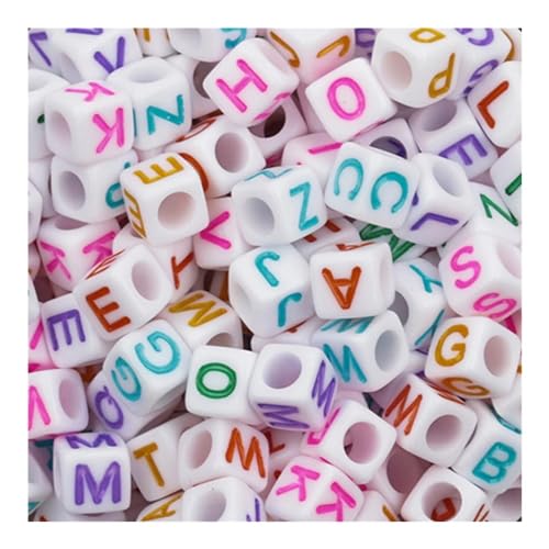 VONCYKI Flache Buchstabenperlen aus Acryl, Alphabet, rund, lächelnd, lose Perlen für selbstgemachte Schmuck, Armbänder, Charm-Zubehör (6 mm, 100 Stück - 03) von VONCYKI