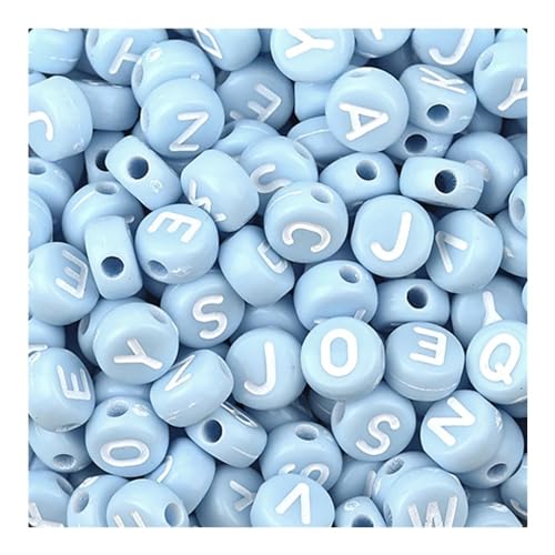 VONCYKI Flache Buchstabenperlen aus Acryl, Alphabet, rund, lächelnd, lose Perlen für selbstgemachte Schmuck, Armbänder, Charm-Zubehör (7 mm, 100 Stück, 27) von VONCYKI