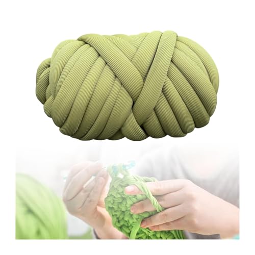 VONCYKI Grobes Garn, Armstrickgarn, geflochtener Knoten, waschbar, 500 g, weiches Jumbo-Schlauchgarn für Kissen, Handtasche, Teppiche, Kissen (Helles Armeegrün) von VONCYKI