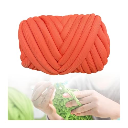 VONCYKI Grobes Garn, Armstrickgarn, geflochtener Knoten, waschbar, 500 g, weiches Jumbo-Schlauchgarn für Kissen, Handtasche, Teppiche, Kissen (orange) von VONCYKI