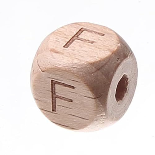 VONCYKI Quadratische Alphabet-Perlen, 10/12 mm, natürliches Buchenholz, Buchstabenperlen für Schmuckherstellung, handgefertigt, DIY, Halskette, Armband, Zubehör, 20 Stück von VONCYKI