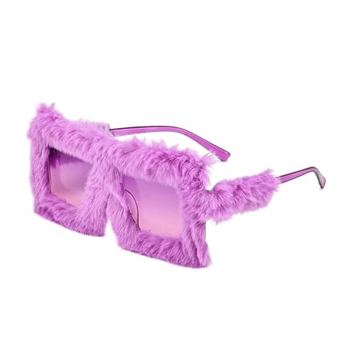 VONCYKI Übergroße Plüsch-Sonnenbrille, Winter-Sonnenbrille für Damen, weich, flauschig, quadratischer Rahmen, für Party, Cosplay (C6) von VONCYKI