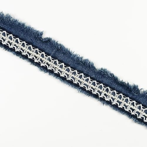 Jeansband, Stoff, Jeansschleifen, Band für Heimwerker, Basteln, Haarspange, Bekleidungszubehör und Nähdekorationen, 4 m (Spitzen-Denim-Blau) von VOOMOLOVE