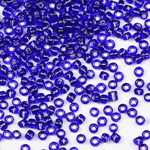 Rocailles-Perlen, 110 g, ca. 1600 Stück, 4 mm, 6/0, dunkelblaue Glasperlen für die Herstellung von Ohrringen, Armbändern, Anhängern, Taillenschmuck, selbstgemachten Rocailles-Perlen (dunkelblauer von VOOMOLOVE