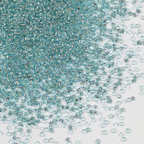 Rocailles-Perlen, 110 g, ca. 9800 Stück, 2 mm, 12/0, himmelblaue Glasperlen für die Herstellung von Ohrringen, Armbändern, Anhängern, Taillenschmuck, selbstgemachte Rocailles-Perlen (himmelblauer von VOOMOLOVE
