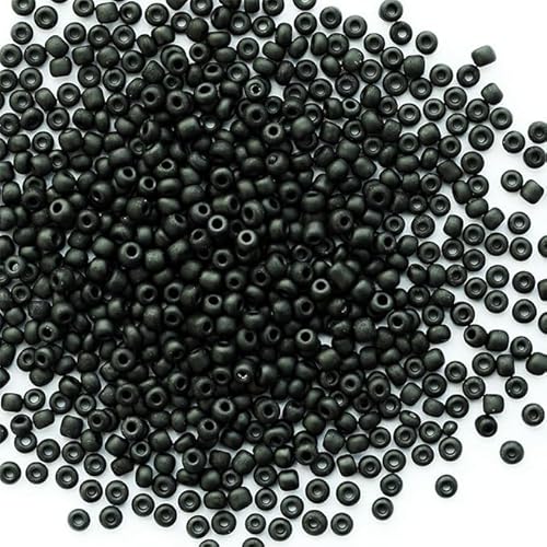 Schwarze matte Rocailles-Perlen für die Schmuckherstellung, 4 mm, 200 g, ca. 3380 Stück, 6/0 Glas-Bastelperlen für die Herstellung von Ohrringen, Armbändern, Anhängern, Taillenschmuck, selbstgemachte von VOOMOLOVE