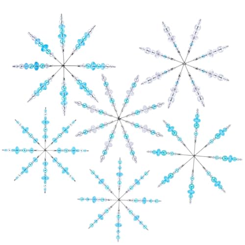 VOPIWOZ Perlensterne Basteln, Bastelset Weihnachten Enthält 6 Drahtsterne Rohlinge Etwa 432 Perlen zum Auffädeln, Perlensterne Bastelset für Schneeflocken Basteln, Schneeflocken Deko von VOPIWOZ