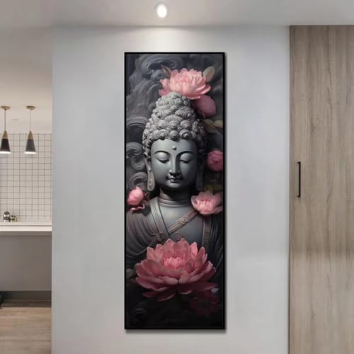 5D Diamond Painting Buddha Lotus Diamond Painting Kinder/Erwachsene, DIY Diamant Painting Bilder Dimondpaintin, Malen Nach Zahlen Erwachsene Crystal Arts für Home Wanddekoration Gifts 105 X 35cm, 163N von VORSAK