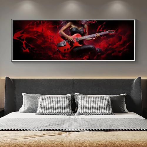 5D Diamond Painting Gitarre Frau Diamond Painting Kinder/Erwachsene, DIY Diamant Painting Bilder Dimondpaintin, Malen Nach Zahlen Erwachsene Crystal Arts für Home Wanddekoration Gifts 135 X 45cm, 263N von VORSAK