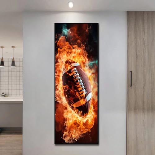 5D Diamond Painting Rugby Feuer Diamond Painting Kinder/Erwachsene, DIY Diamant Painting Bilder Dimondpaintin, Malen Nach Zahlen Erwachsene Crystal Arts für Home Wanddekoration Gifts 105 X 35cm, 183N von VORSAK