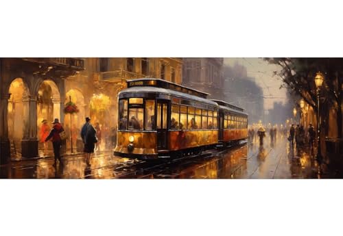 5D Diamond Painting Straßenbahn Straße Diamond Painting Erwachsene, DIY Diamant Painting Bilder Dimondpaintin, Malen Nach Zahlen Erwachsene Crystal Arts für Home Wanddekoration Gifts 120 X 40cm, 92N von VORSAK