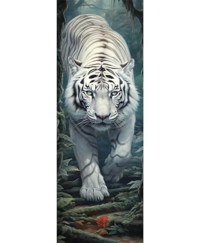 5D Diamond Painting Weiß Tiger Diamond Painting Kinder/Erwachsene, DIY Diamant Painting Bilder Dimondpaintin, Malen Nach Zahlen Erwachsene Crystal Arts für Home Wanddekoration Gifts 220 X 80cm, 10N von VORSAK