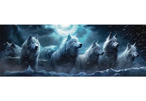 5D Diamond Painting Wolf Familie Diamond Painting Kinder/Erwachsene, DIY Diamant Painting Bilder Dimondpaintin, Malen Nach Zahlen Erwachsene Crystal Arts für Home Wanddekoration Gifts 150 X 50cm, 295N von VORSAK