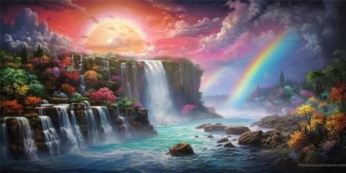 Diamond Painting Malen Nach Zahlen Erwachsene Kinder Set, Diamond Painting Wasserfall Regenbogen, 5D Diamant Painting Bilder, DIY Daiming Panting Craft, Home Wanddekoration Geschenke 100x200 cm,I132 von VORSAK