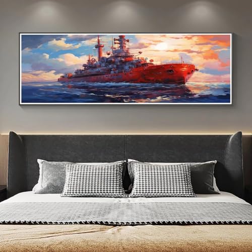 Schiff Meer Diamond Painting Erwachsene Groß xxl 105x35cm, DIY Malen Nach Zahlen Erwachsene, 5D Diamant Painting Bilder Kinder, Diamond Painting Cross Stickerei Craft, für Wand Deko Aesthetic, 312M von VORSAK