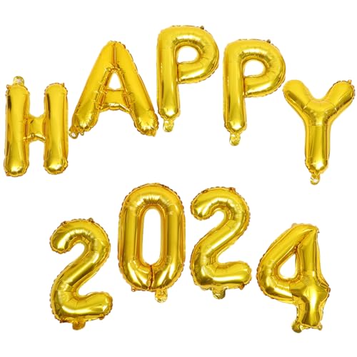 VOSAREA 1 Satz 2024 Partyballons Abschlussballons 2024 Folienballons Geburtstags-Zahlenballon Ballon mit Partynummer Luftballon zur Dekoration Ballon mit großer Zahl Aluminiumfolie Golden von VOSAREA