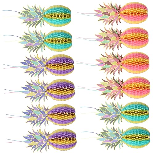 VOSAREA 1 Satz Ananas Dekorationen Ananas Party Dekoration Tropisches Dekor Obst Dekorationen Hängende Ananas Ornamente Tropische Ananas Mittelstücke Ananas Waben Schmücken 12 Stück von VOSAREA