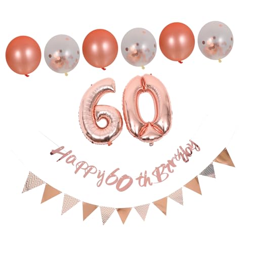 VOSAREA 1 Set Latex Luftballons Roségold Luftballons Jubiläums Party Dekorationen Ballon Geburtstags Luftballons Banner Konfetti Punkt Ballon Dekorative Luftballons Zahl 60 von VOSAREA