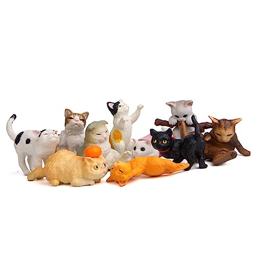 VOSAREA Süße Katze Aussehen Kätzchen Figuren 10pc Set Kunststoff Handwerk Spielzeug Hervorragende Handwerkskunst von VOSAREA