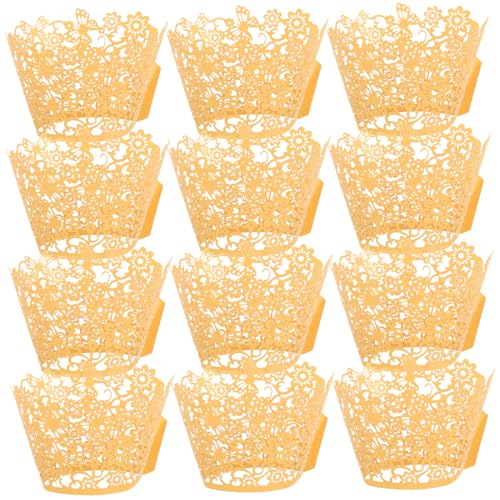 VOSAREA 100 Stück Ausgehöhlte Kuchenförmchen Dekorative Kuchenförmchen Mini Kuchen Cupcake Förmchen Cupcake Förmchen Cupcake Hüllen Muffinförmchen Transparente Cupcake Ständer von VOSAREA