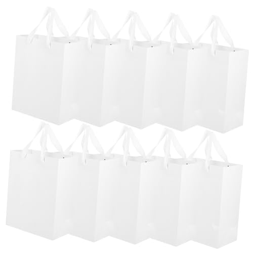 VOSAREA 10St Handtasche Partygeschenktüten geschenkverpackung aufbewahrungstaschen Geschenktüten aus Papier Krafttüten Papiertüte mit Griffen Geschenktüten für Geburtstagsfeiern Weiß von VOSAREA