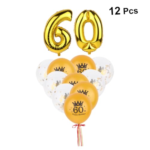 VOSAREA 12 Stück 1 Satz Geburtstag Luftballons 60 Jahre Ballon Jumbo-helium-folienballon Zahlenballon Ballons Bedrucken 60 Hochzeitsballons Luftballons Für Geburtstagsfeiern Golden von VOSAREA