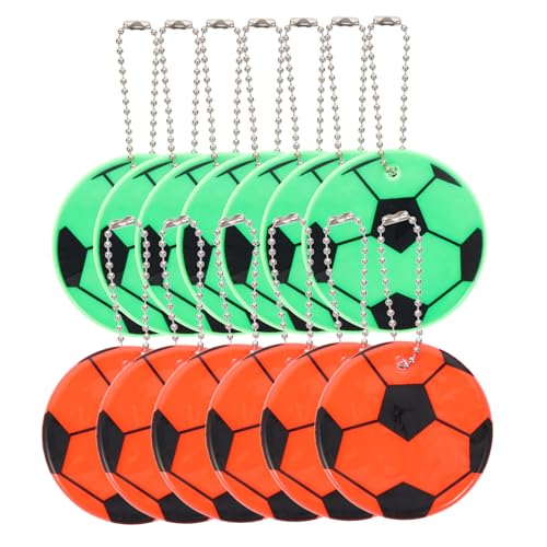 VOSAREA 12 Stück Fußball Reflektierende Anhänger Partygeschenke Rucksackanhänger Sport Partygeschenke Laufen Sicherheitsanhänger Fußball Schlüsselanhänger Reflektierende Fußball von VOSAREA