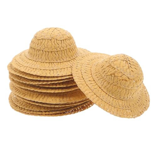 VOSAREA 12St Mini-Hut Mini-Sombrero-Partyhüte Mini-Strohhüte Puppe Strohhut Mini gewebter Hut Sombrero-Hut Puppenhüte Miniaturhut Bastelbedarf Puppe Zylinder Hutmodell Papier Light Brown von VOSAREA