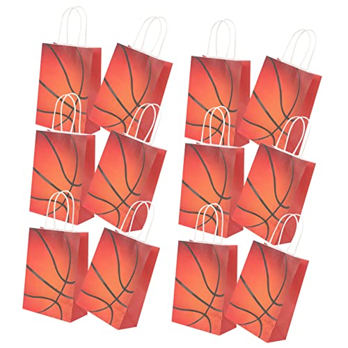 VOSAREA 12st Bonbontüten Aus Kraftpapier Partytüten Basketball-süßigkeitsbeutel Papiertüten Leckerbissen Behandeln Basketballtaschen Einkaufstüten Sporttasche Weißes Kraftpapier von VOSAREA