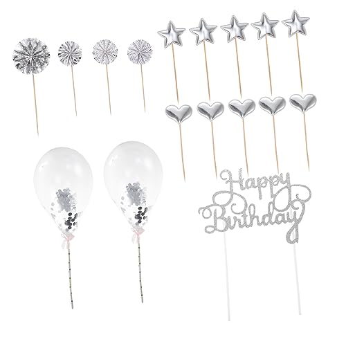 VOSAREA 17 Stück Kuchen Sticks Kuchendekoration Für Geburtstag Pailletten Ballon Dessert Topper Glitzer Fächer Kuchendekorationen Cupcake Topper Party Kuchen Picks Alles Zum von VOSAREA