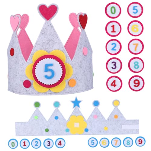 VOSAREA 2 Sets Krone Geburtstagshut Geburtstagskopfschmuck Partyhüte Für Kindergeburtstag Ein Geburtstagskrone Happy Birthday Hut Geburtstagskrone Für Mädchen Kinderkrone Jungen von VOSAREA