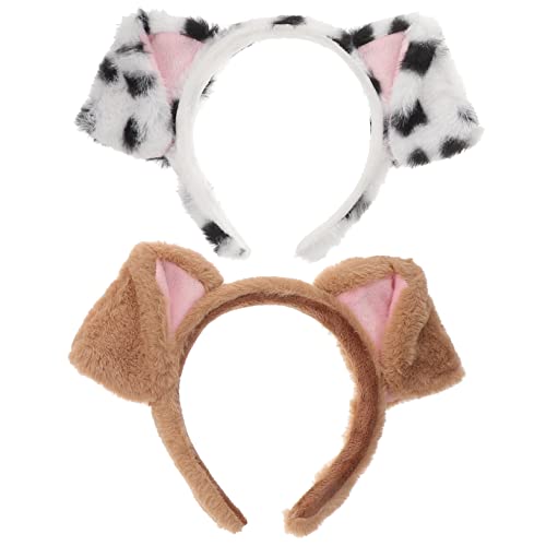 VOSAREA 2 Stück Cartoon Tier Stirnband Haarschmuck Haarreifen Party Outfits Für Party Tiere Haarband Hunde Stirnband Stirnbänder Stoff Haarreifen Cartoon Kopf Polyester von VOSAREA