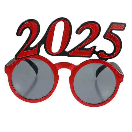 VOSAREA 2025 brille fotozubehör Lustige Eyewear party zubehör lustiges Silvesterdekoration Neujahrsdekorationen Partyzubehör für das neue Jahr Neujahrsvorräte Stk rot von VOSAREA