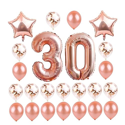 VOSAREA 24 Stück 30 Geburtstagsparty Zubehör Geburtstagsdekoration Roségold Ballon Glitzernde Ballons Alles Zum Geburtstag Ballons Geburtstags Konfetti Ballon Zahlenballons von VOSAREA