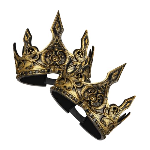 VOSAREA 2Pcs King's Crown Tiara Cosplay -Requisiten Krone Krone Kostüm-Requisite mittelalterliche Krone goldene krone mittelalter krone Königskrone Requisite Cosplay-Krone Retro -Krone Pu von VOSAREA