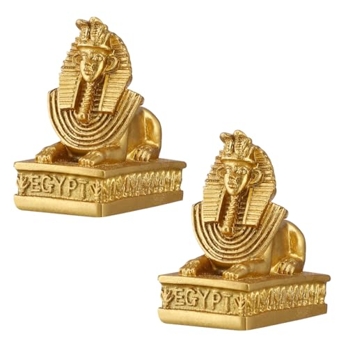 VOSAREA 2st Sphinx-Ornament Sphinx-Figur Schreibtisch-dekor Desktop-ägyptische Dekoration Sphinx-skulptur Artefakte Mini-dekor Sphinx-Dekoration Stütze Sphinx-schmuck Dekorativ Golden Harz von VOSAREA