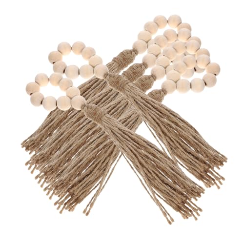 VOSAREA 3 Sätze Holzperlen Serviette Gold Schmuck Valentinstag Alles Zum Geburtstag-Banner Elch Partydekoration Hochzeit Weihnachtsdekoration Tischversorgung Hölzern Beige 6 Stück * 3 von VOSAREA