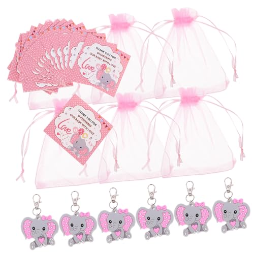 VOSAREA 30 Sätze Elefanten-Schlüsselanhänger Gastgeschenke zum Thema Elefant Schlüsselanhänger mit rosa Elefanten komfetti niedliche Babybesteckset babygeschenk Partyzubehör PVC von VOSAREA