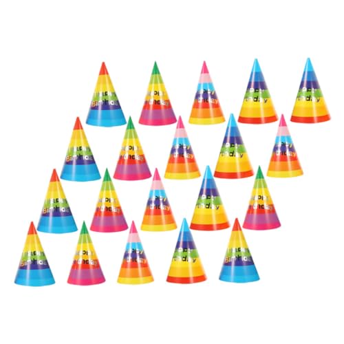 VOSAREA 36st Regenbogen-geburtstagshut Rosa Kegelhut Alles Zum Geburtstag Hüte Lustige Partykegelkappen Regenbogen-partyhüte Geburtstagsdekorationen Geburtstag Tiara Papier von VOSAREA