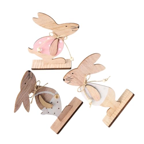 VOSAREA 3st Kaninchen-verzierung Ostern Holzschild Ostern-tischschild Osterdekoration Aus Holz Osterdeko Für Kinder Osterhasenspielzeug Aus Holz Festival- Tischdeko Zu Ostern Hölzern von VOSAREA